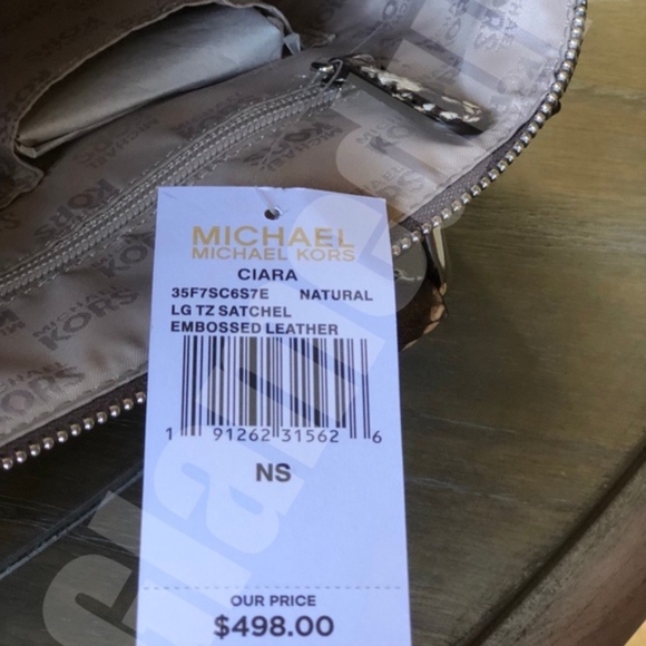 Michael Kors Ciara Large Natural Python Print Bag - Picture 8 of 8